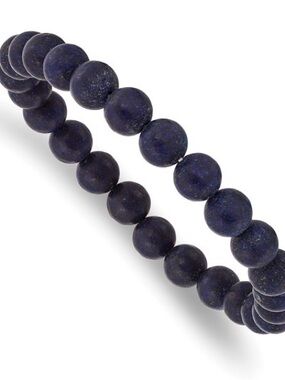 Lapis Lazuli Beaded Stretch Bracelet - Deep Blue